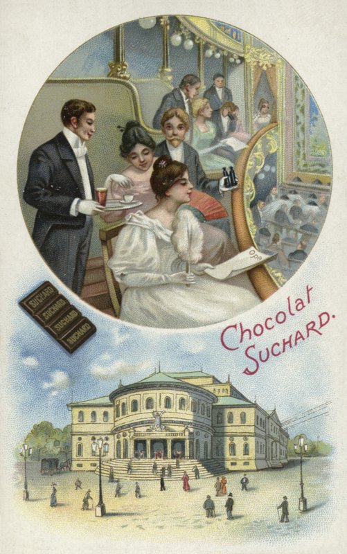 Nyter Suchard-sjokolade på operaen eller teateret av European School