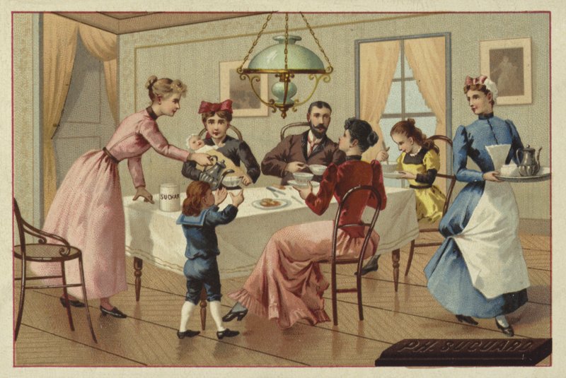 Familien drikker sjokolade av European School