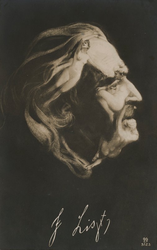Franz Liszt , ungarsk komponist, dirigent og pianist (lito) av European School