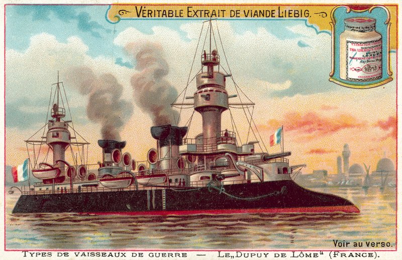 Fransk panserkrysser Dupuy de Lome (chromolitho) av European School