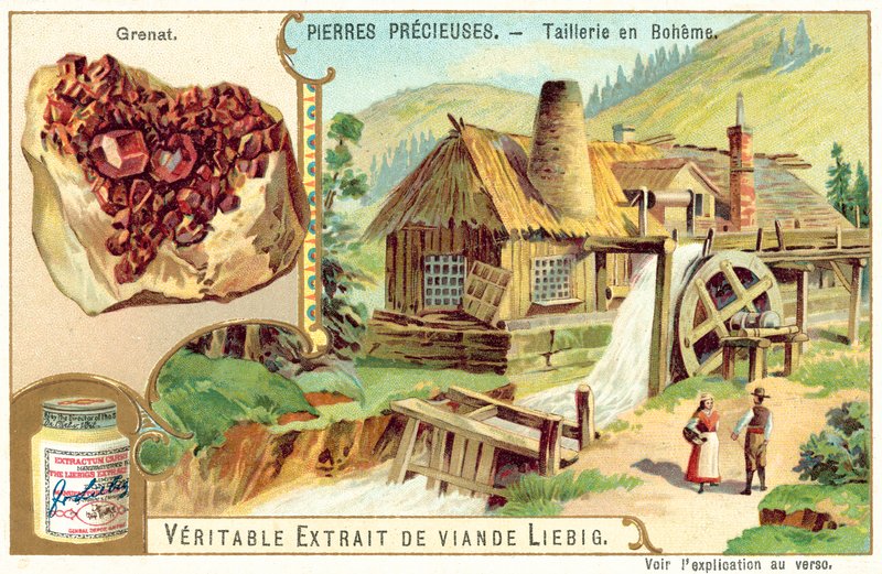 Skjæring av edelstene i Böhmen (chromolitho) av European School