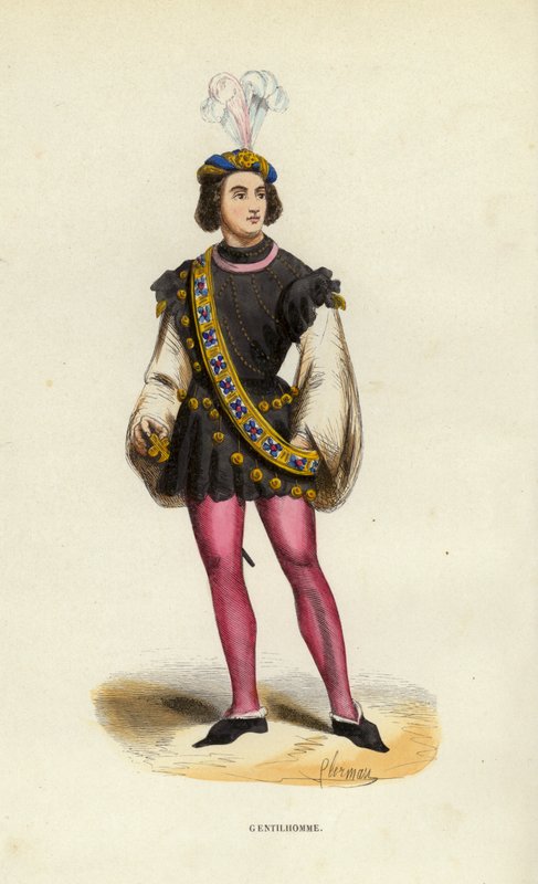 Gentilhomme (farget gravering) av European School
