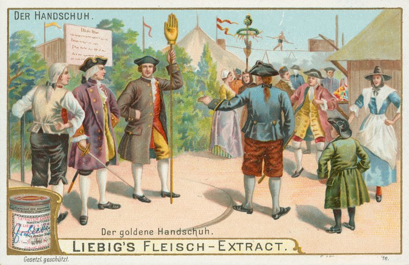 Hansker, Liebig-kort, tidlig på 1900-tallet (kromo) av European School