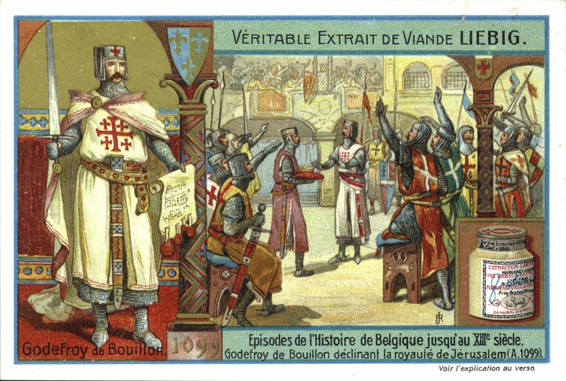 Godfrey av Bouillon avviste Jerusalems krone, First Crusade, 1099 av European School