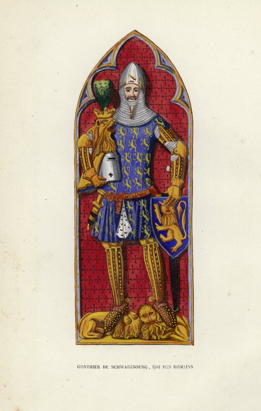 Gonthier De Schwarzbourg, kongen av romerne (farget gravering) av European School