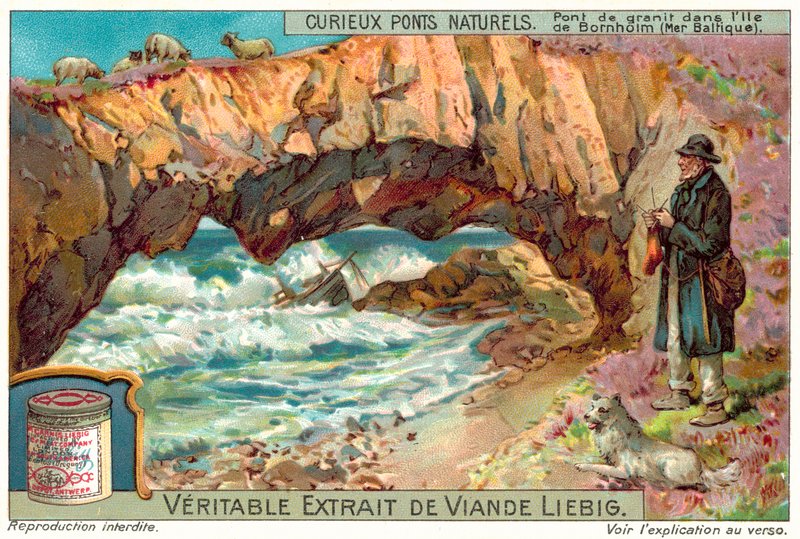 Granittbro på øya Bornholm i Østersjøen (chromolitho) av European School