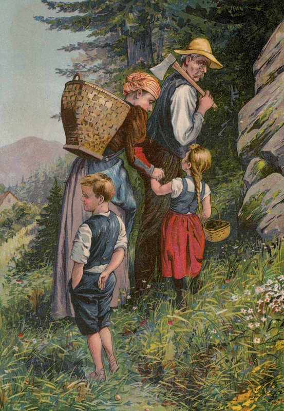Grimms eventyr: Hans og Grete (kromolitografi) av European School