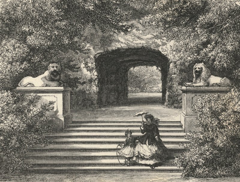 Thetis-hulen ved Sans-Souci (gravering) av European School