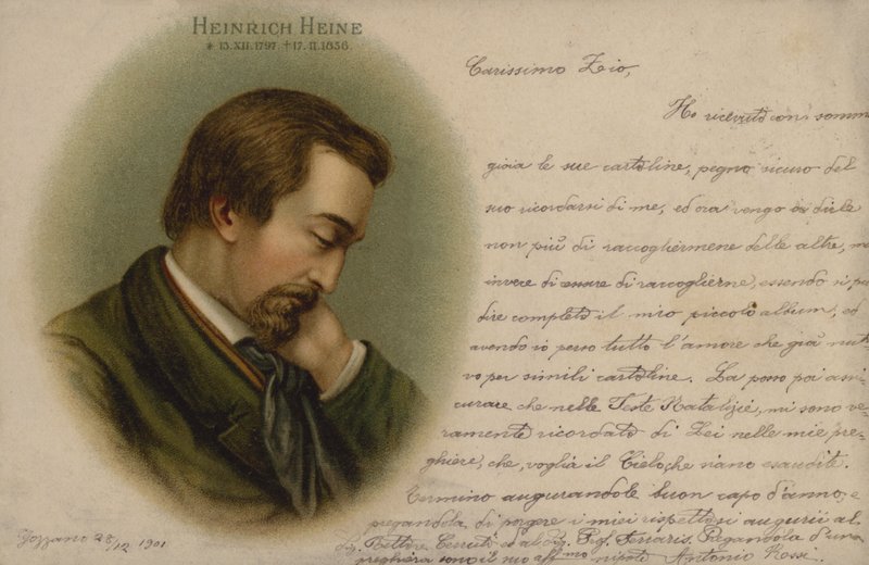 Heinrich Heine , tysk poet (kromolito) av European School