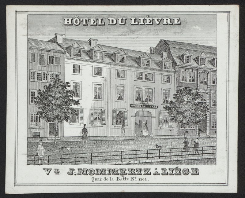 Hotel Du Lievre, J Mommertz, Liege (gravering) av European School