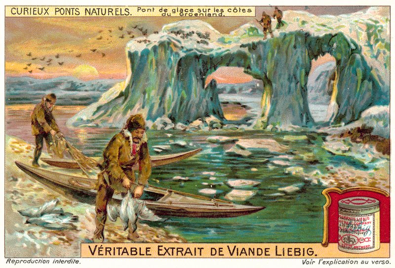 Isbro på kysten av Grønland (chromolitho) av European School