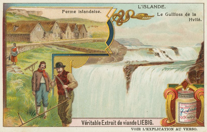 Islandsk gård og Gullfoss (Golden Falls) på Hvita av European School