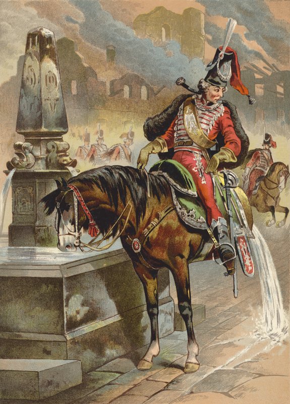 Illustrasjon for Adventures of Baron Munchausen av European School