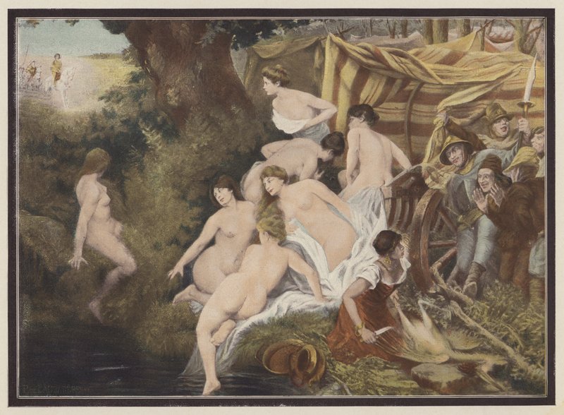 I jomfruens land (farge litho) av European School