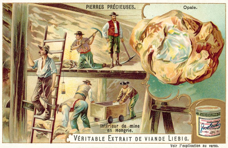 Interiør i en opalgruve i Ungarn (chromolitho) av European School