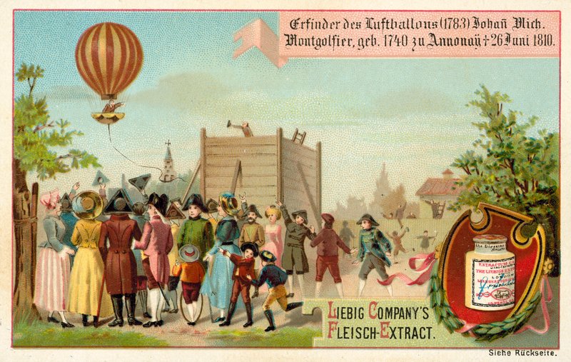 Oppfinnelsen av varmluftsballongen av Montgolfier Brothers, Frankrike av European School