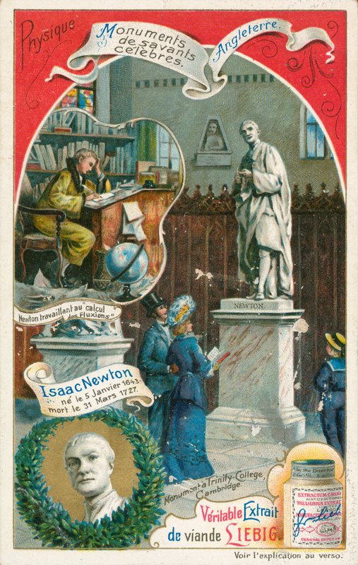 Isaac Newton, Liebig-kort, tidlig på 1900-tallet (kromo) av European School