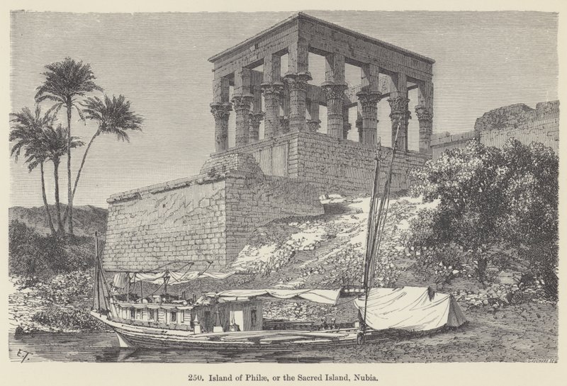 Island of Philae, eller den hellige øya, Nubia (gravering) av European School