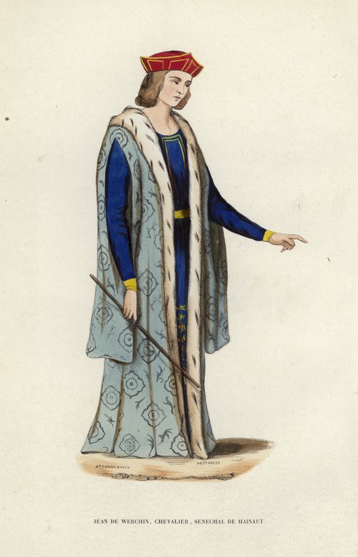 Jean De Werchin, Chevalier, Senechal De Hainaut (farget gravering) av European School