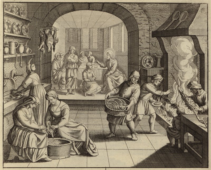Jesus Kristus hjemme hos Marta og Maria (gravering) av European School