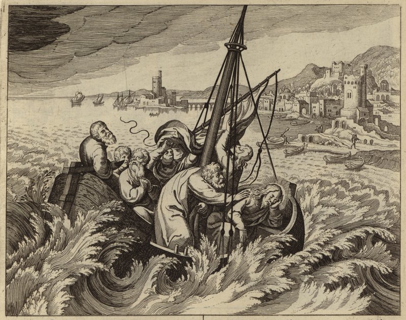 Jesus Kristus stiller stormen (gravering) av European School