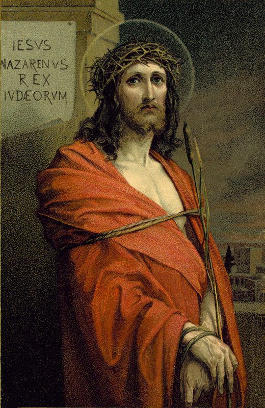 Jesus fra Nasaret, jødenes konge (fargelitografi) av European School
