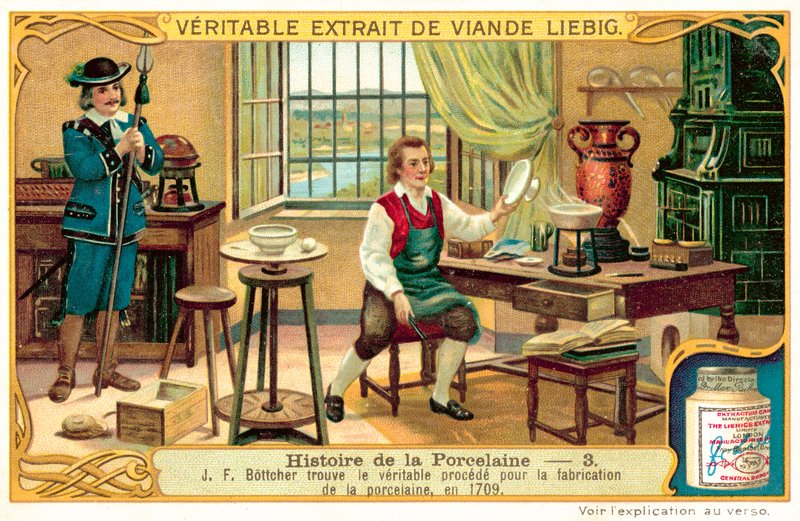 Johann Friedrich Boettger oppdager prosessen for å produsere porselen av European School