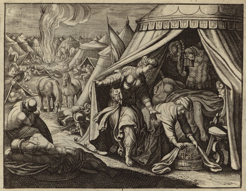 Judith med det halshuggede hodet til Holofernes (gravering) av European School