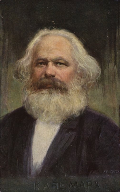 Karl Marx (1818–1883), tysk filosof, økonom, historiker og politisk teoretiker (fargelitografi) av European School