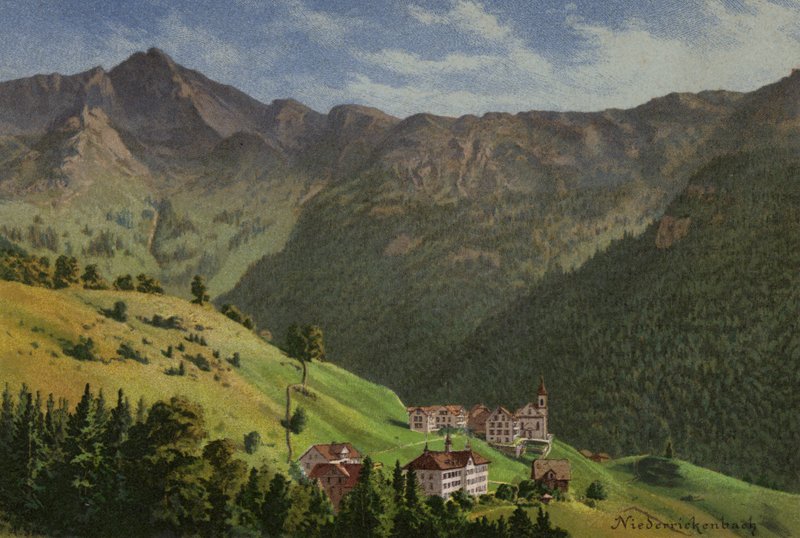 Vierwaldstättersee: Niederrickenbach (farge litho) av European School