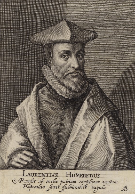 Laurence Humphrey , engelsk teolog, president for Magdalen College, Oxford (gravering) av European School