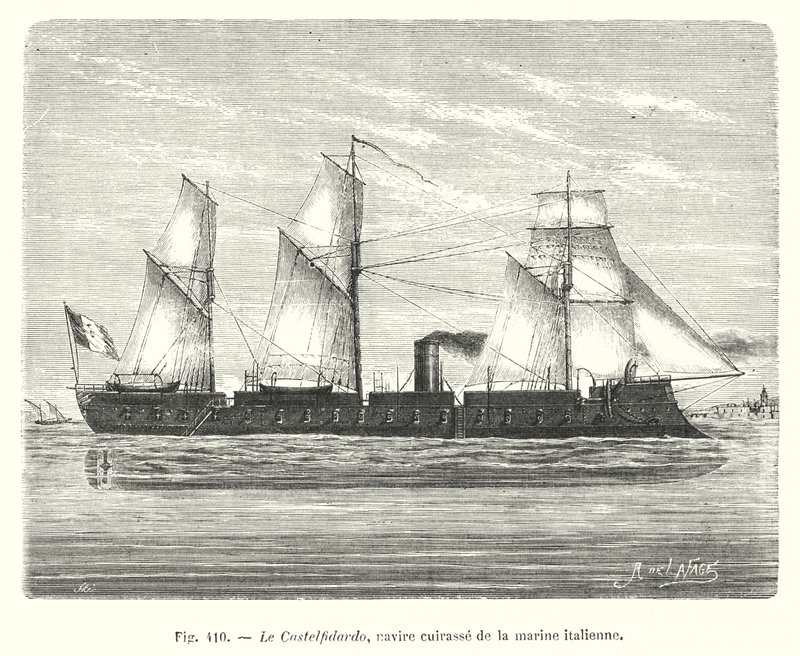 Castelfidardo, brystplate til den italienske marinen (gravering) av European School