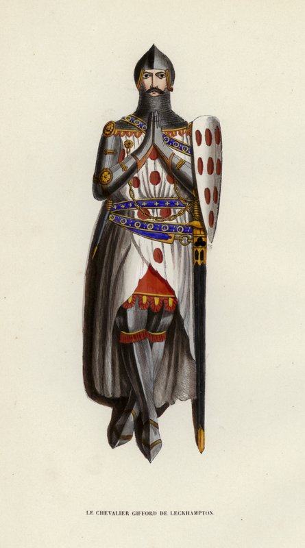Le Chevalier Gifford De Leckhampton (farget gravering) av European School