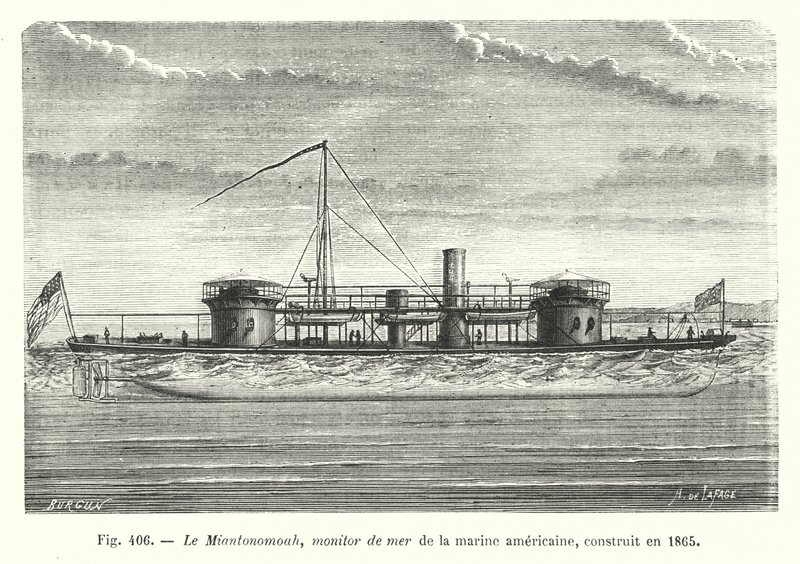 Miantonomoah, US Navy sjømonitor, bygget i 1865 (gravering) av European School
