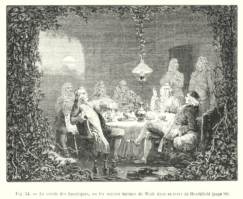 Sirkelen av galninger, eller Watts intime kvelder i landet hans Heathfield (gravering) av European School