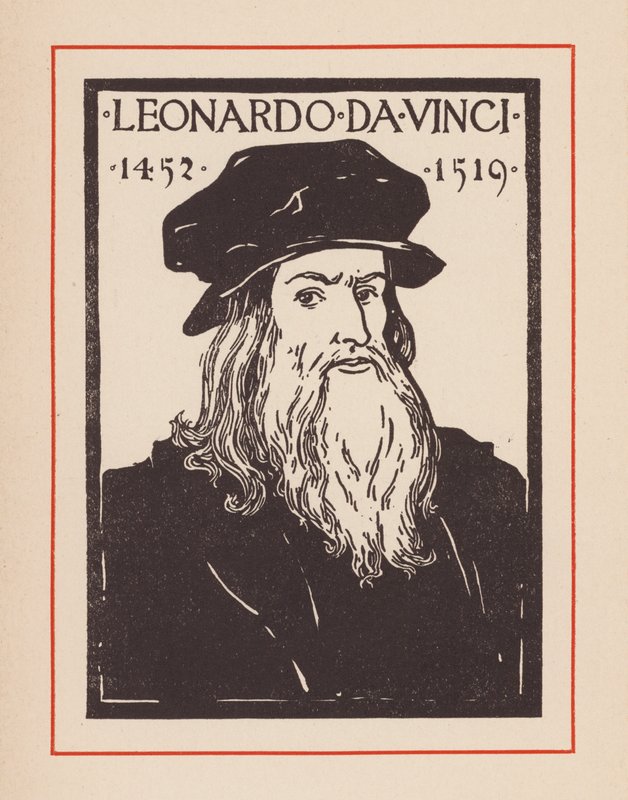 Leonardo da Vinci, italiensk renessansepolymat (lito) av European School