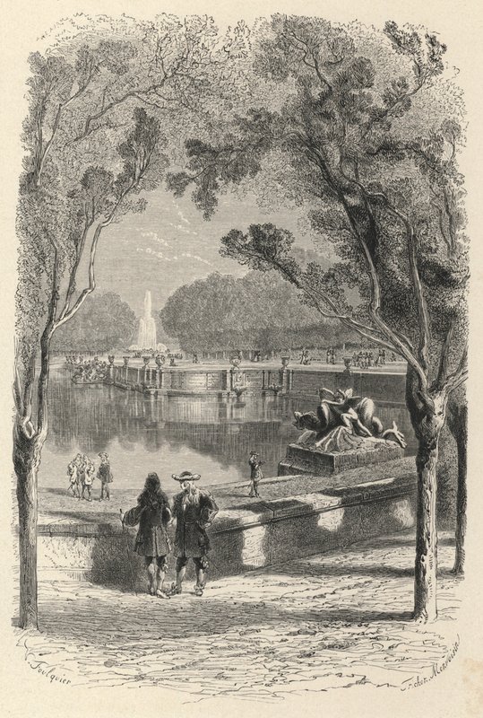 De høye terrassene i Versailles (gravering) av European School