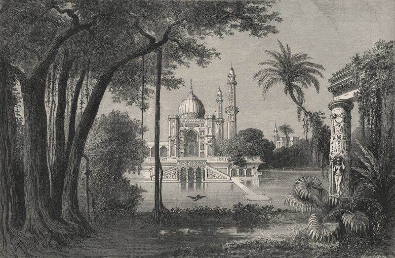 The Gardens Of The Great Mogul (gravering) av European School