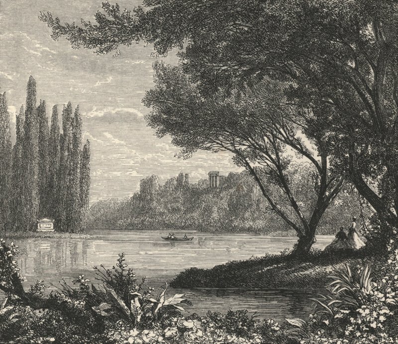 Poplar Island ved Ermenonville (gravering) av European School