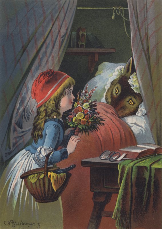 Rødhette (farge litho) av European School