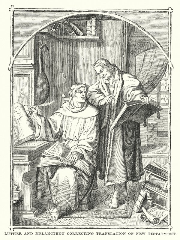 Luther og Melancthon korrigerer oversettelse av Det nye testamente av European School