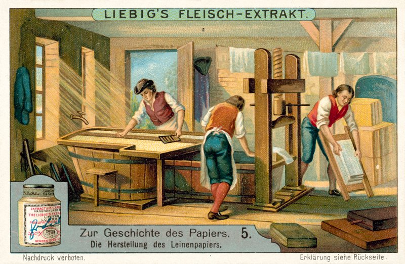 Produksjon av linpapir (chromolitho) av European School