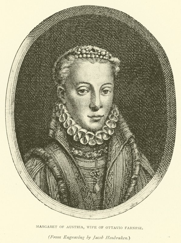 Margaret av Østerrike, kone til Ottavio Farnese (gravering) av European School