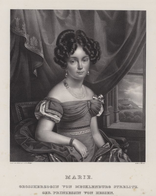 Marie, storhertuginne av Mecklenburg-Strelitz (litho) av European School