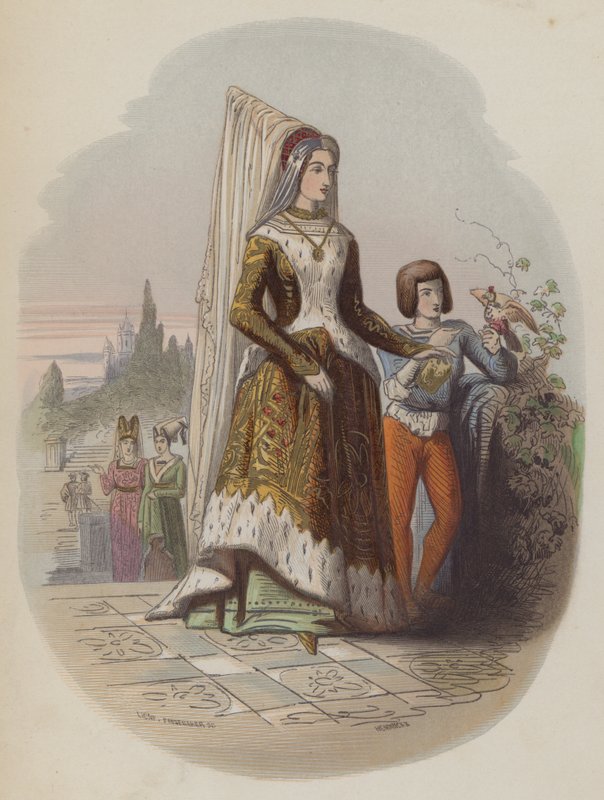 Maria av Burgund, første kone til den fremtidige hellige romerske keiseren Maximilian I (farget gravering) av European School