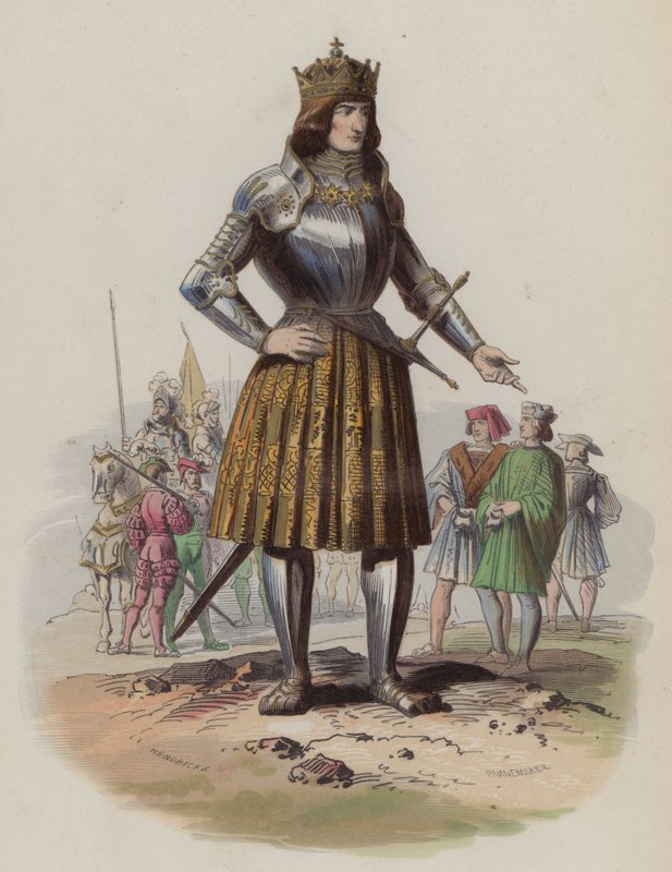 Maximilian I, den hellige romerske keiseren (farget gravering) av European School