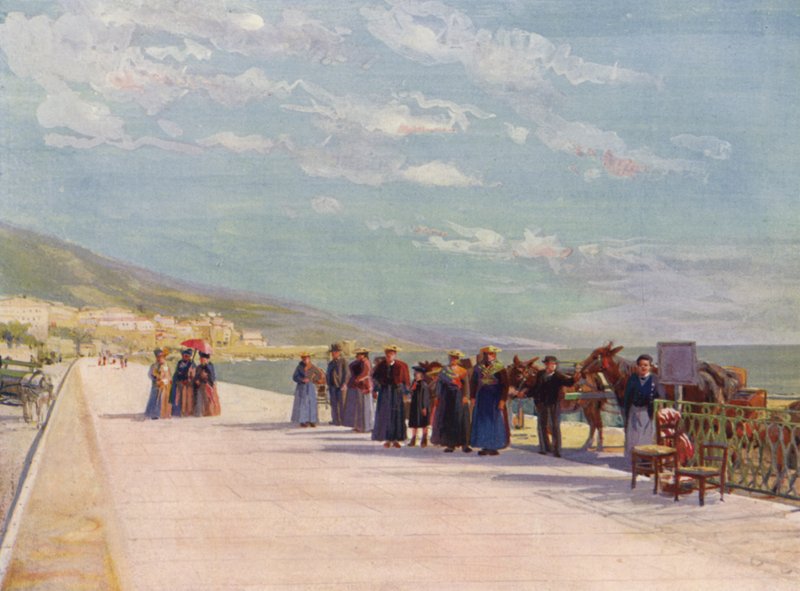 Menton, La Place d#39;Anes (farge litho) av European School