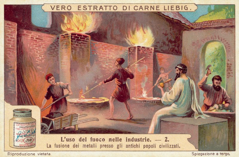 Metallbearbeiding i eldgamle sivilisasjoner (chromolitho) av European School