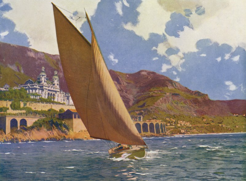 Monte Carlo, Yacht Race (fargelitografi) av European School