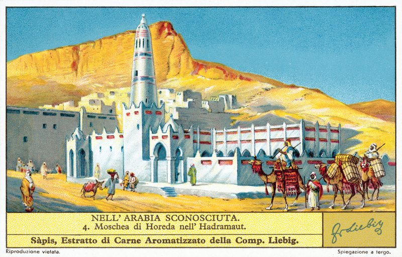 Horeda-moskeen i Hadhramaut (chromolitho) av European School
